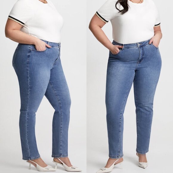 Laura High Rise Essential Straight Leg Pale Blue Denim Jeans Size 16 Womens Jean - Picture 2 of 12